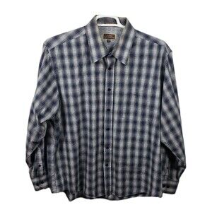 James Tattersall‎ Men's Size XXL Blue & Grey Plaid Long Sleeve Button Down Shirt